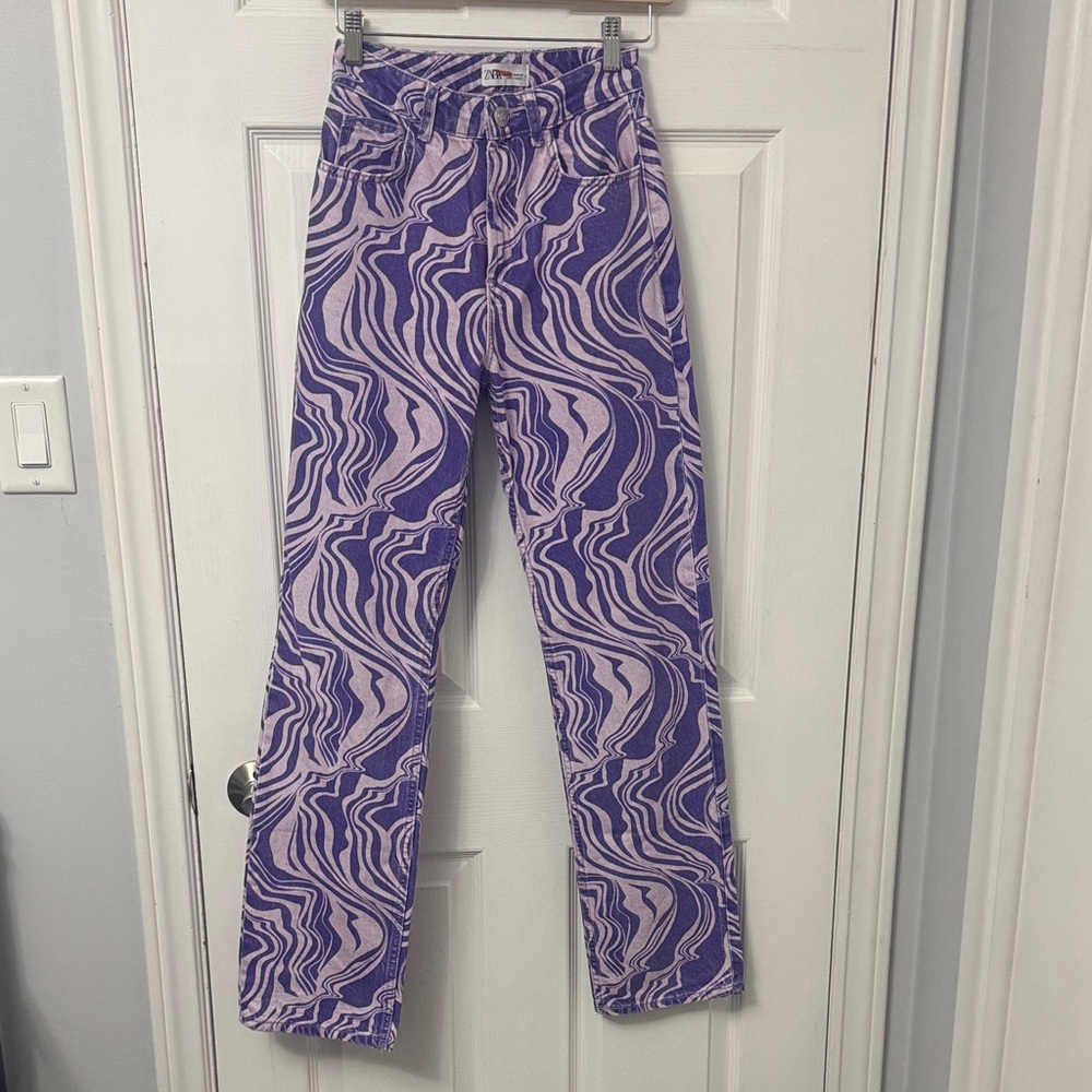 7. Zara Purple and Pink Patterned Jeans